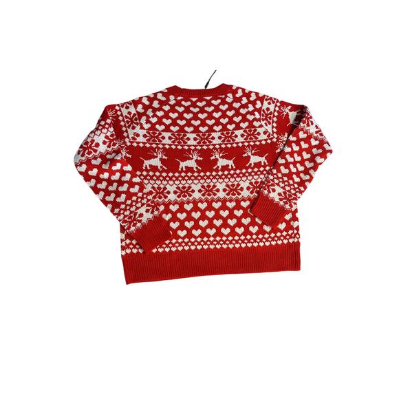 Zaful Women’s Sweater Size Small Ugly Xmas Party Red White reindeer hearts NWT - Picture 2 of 6